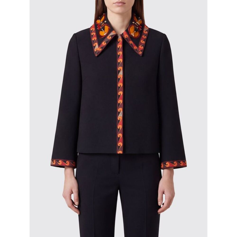 Pucci Short Cotton Jacket With Contrasting Trims And Concealed Closure